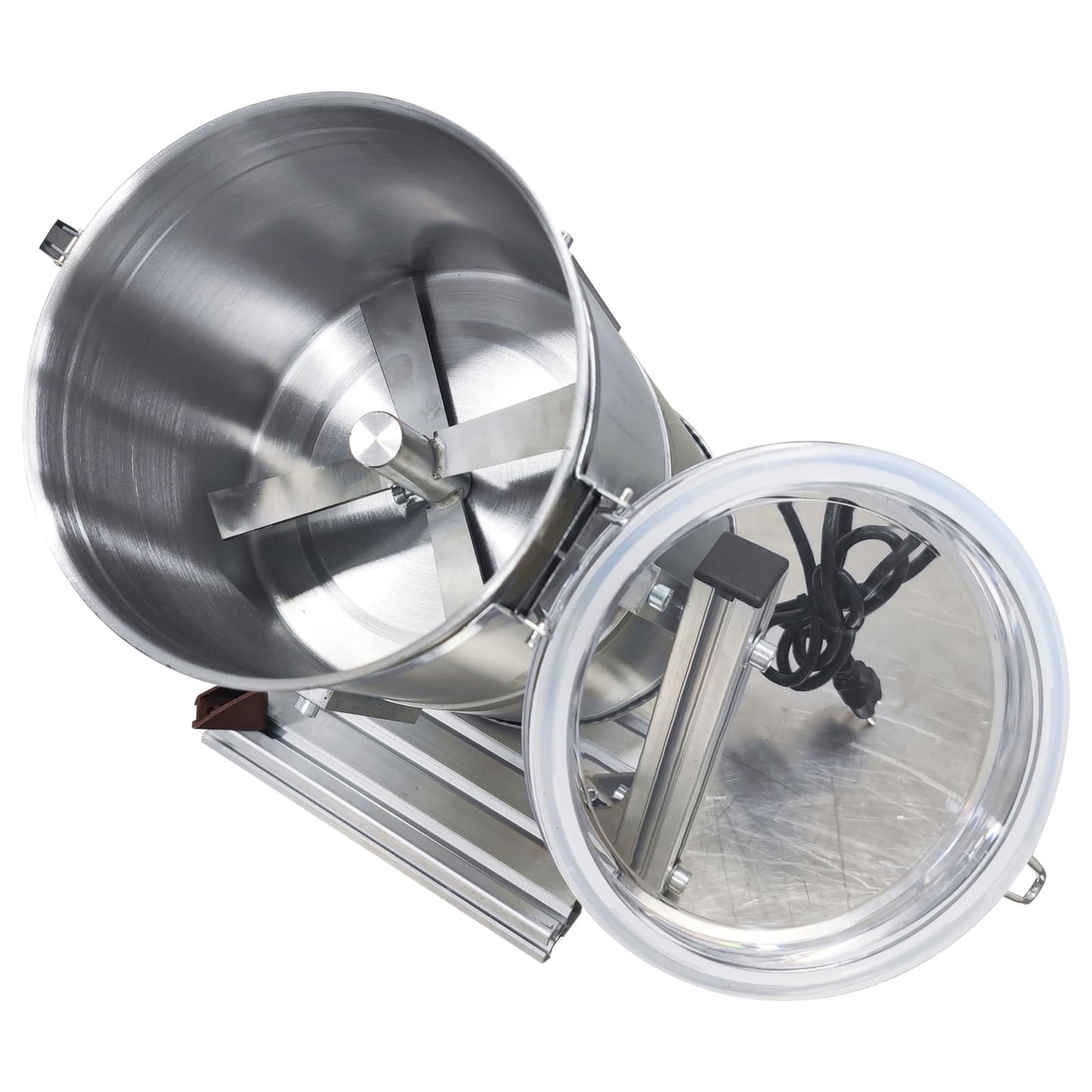 PreAsion 110V 60W Laboratory Mixing Machine for Pellet and Powder - 0.1-3kg Capacity 416/304 Stainless Steel with Timer & Tilting Discharge