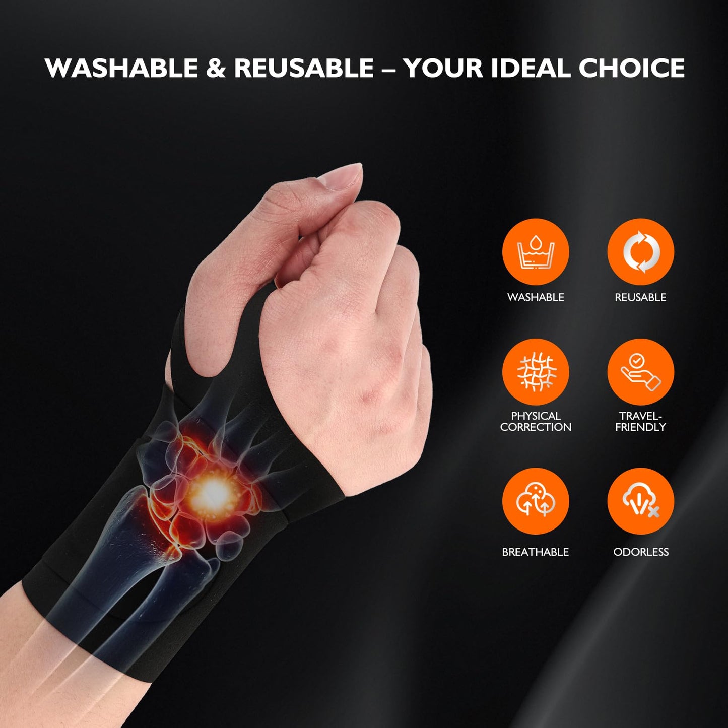 DR.SPRING Adjustable Wrist Brace & Wrist Protector for Carpal Tunnel, Arthritis & Tendonitis & Wrist Pain Relief, Breathable Moisture-Wicking Fabric with Durable hook-and-loop straps (1, Black, Large)