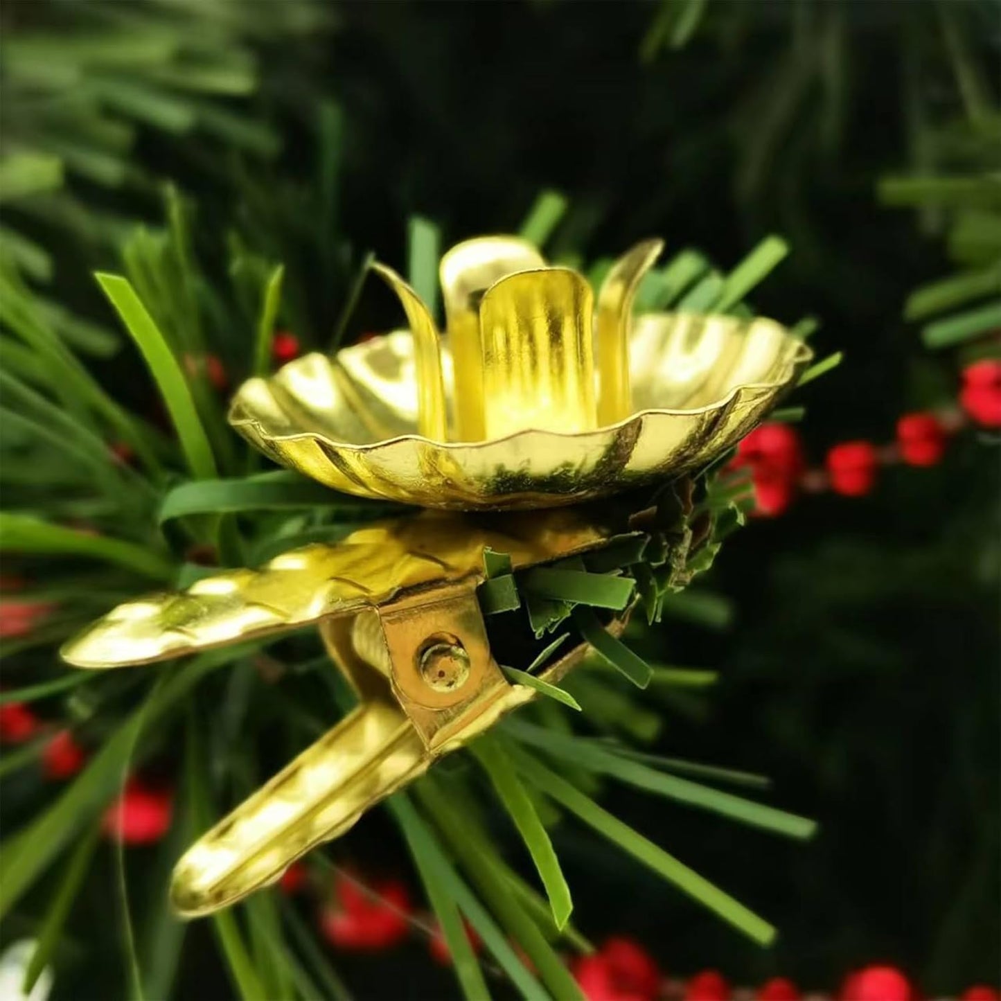 Skiennix Gold Flower-Shaped Candle Holders - 20PCS Clip-On Design for Christmas & Special Events