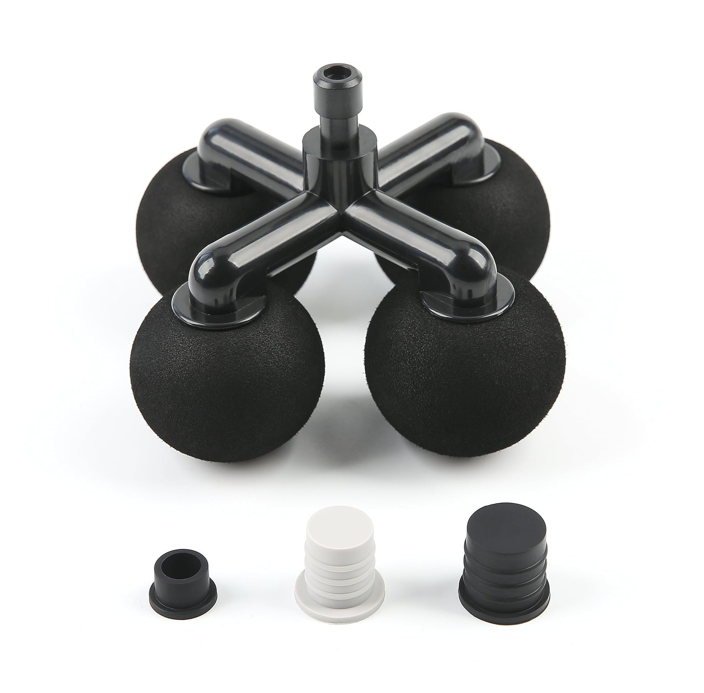Falafale Massager Head with 4 Round Balls Massage Gun Soft Heads Replacement 4 Balls Massage Head with 3 Sizes Silicone Adapters