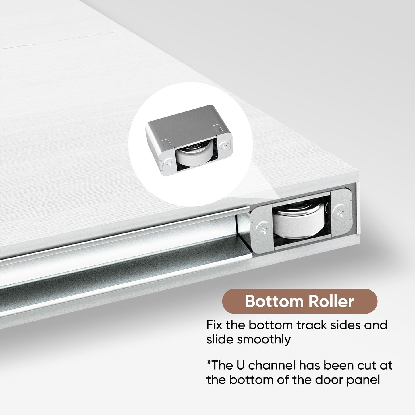 JUBEST 42"x84" Concealed Sliding Barn Door with Horizontal Groove and Soft Close Hardware Kit, White Flush Hidden Door for Opening 38"-40"x80", Waterproof and Smooth Sliding, for Interior Using