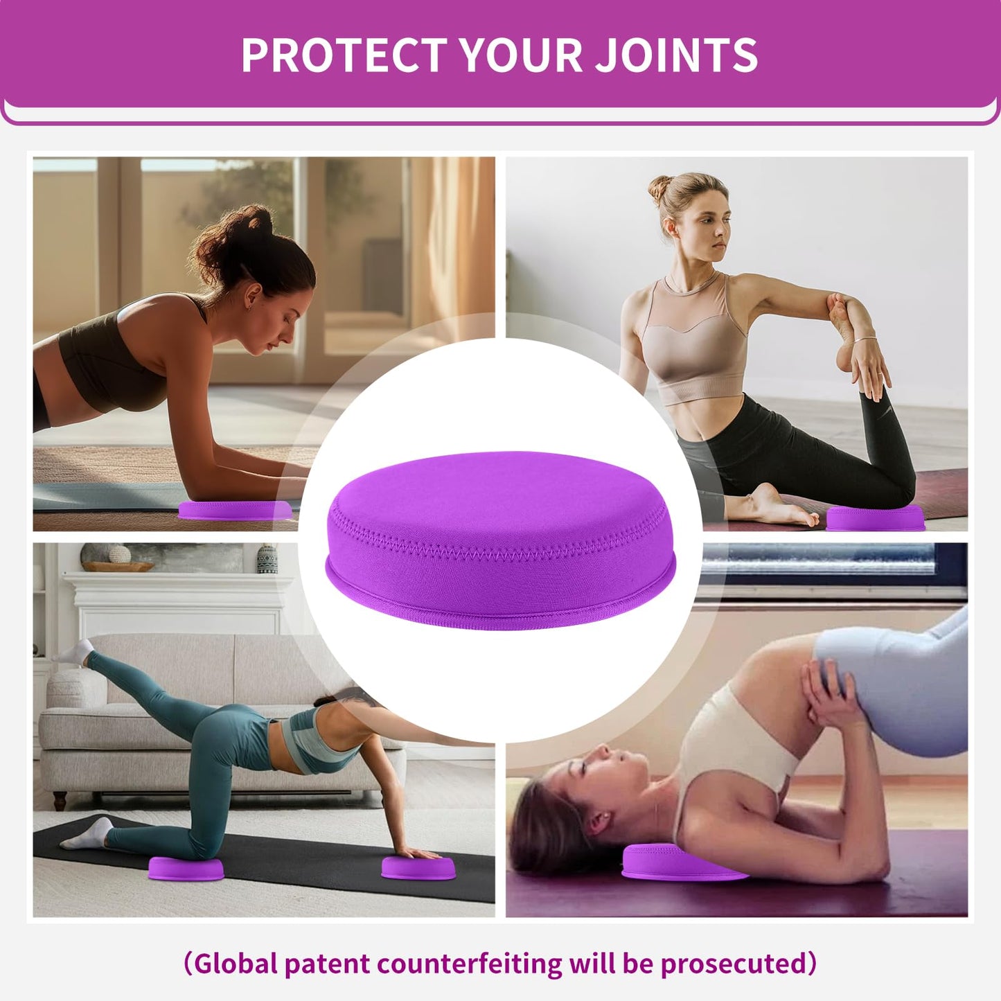 ECOESPTI Yoga Knee Pad, 1.57 Inch Thick, Memory Foam and EPE Foam, for Knees Elbows Wrist Hands Head Yoga Pilates Work Out Kneeling Pad, Exercise Mat 2 purple