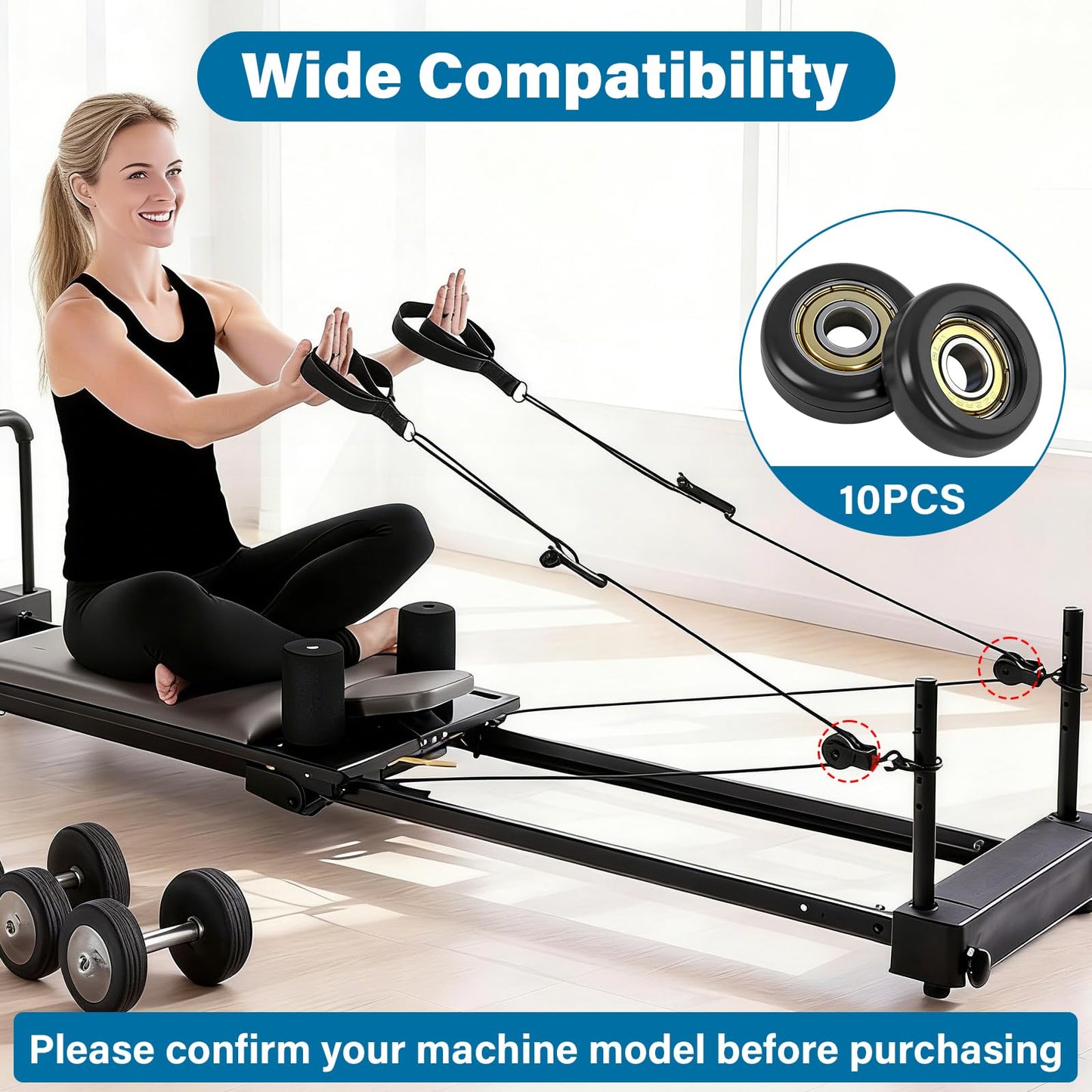 10 Pcs Replacement Roller Wheels for Aero Pilates Reformer Machines – Smooth, Quiet Glide, 32mm POM Wheels for Silent and Effortless Movement