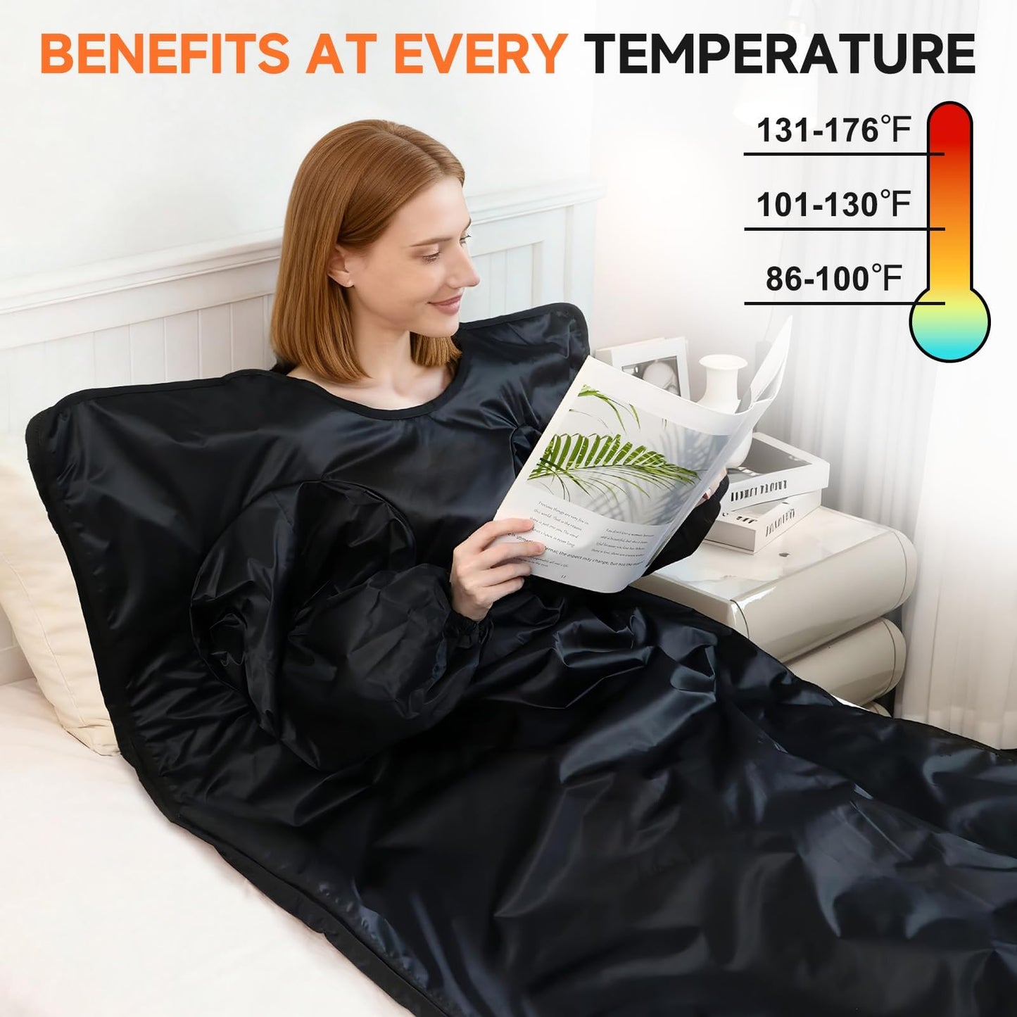 Bitlyle Sauna Blanket with Arm Sleeves for Home Use, Portable Design for Relaxation and Detoxification Highest 176℉