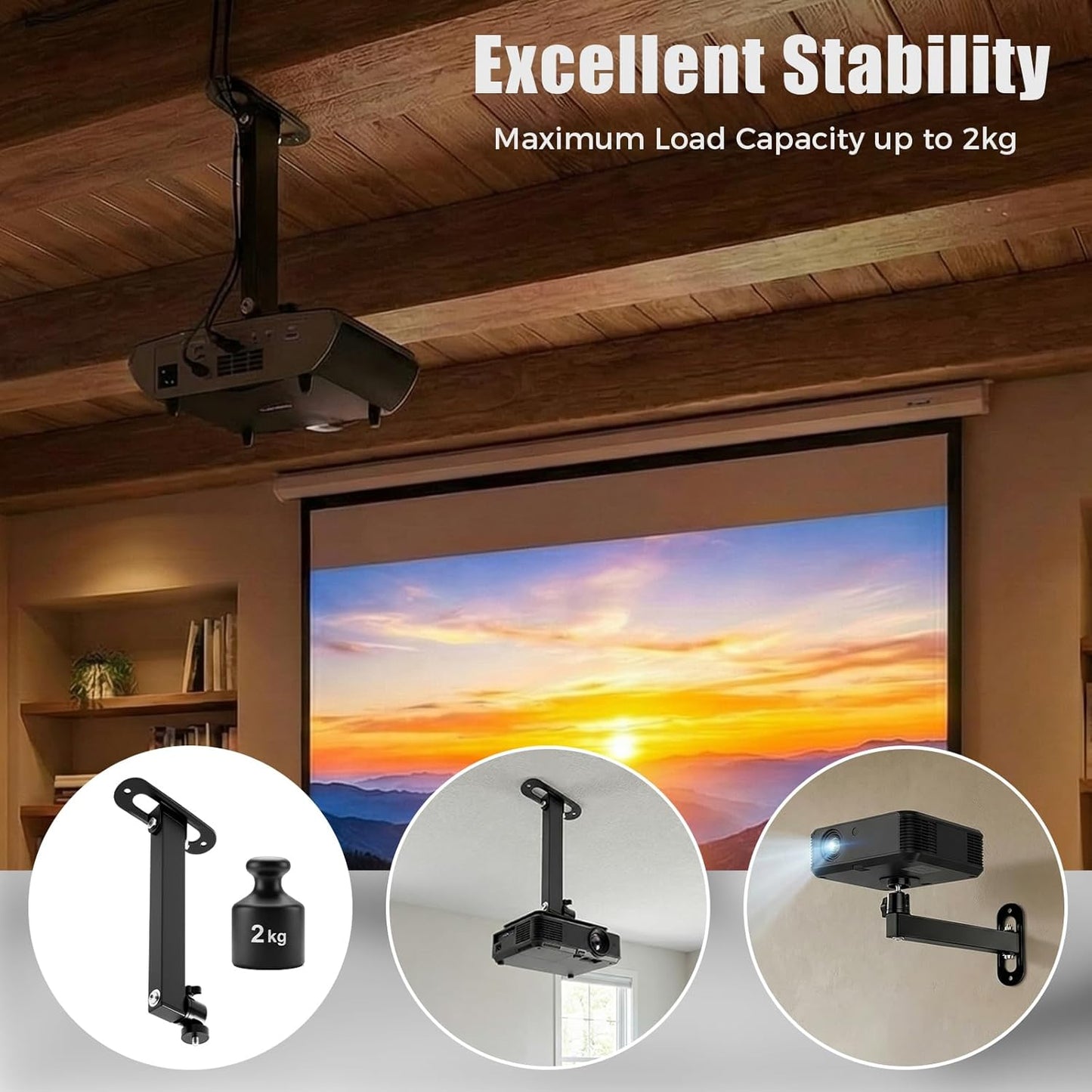 CroBlissful 1/4 Inch 360 Setup Projector Stand, Wall and Mini Ceiling Mount with Thread, Degree Rotation, Adjustable