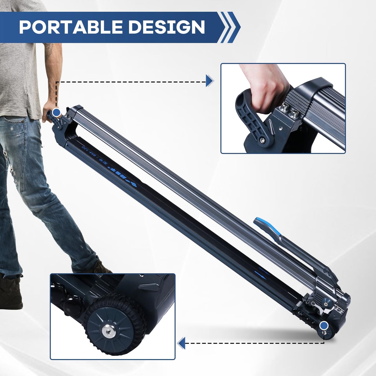"YJINGRUI 1pcs Tile Vibration Leveling Machine, for Makita 18V Max Battery & 1pcs Manual Tile Cutter 48"", Precise Ceramic Tile Cutting Tool"