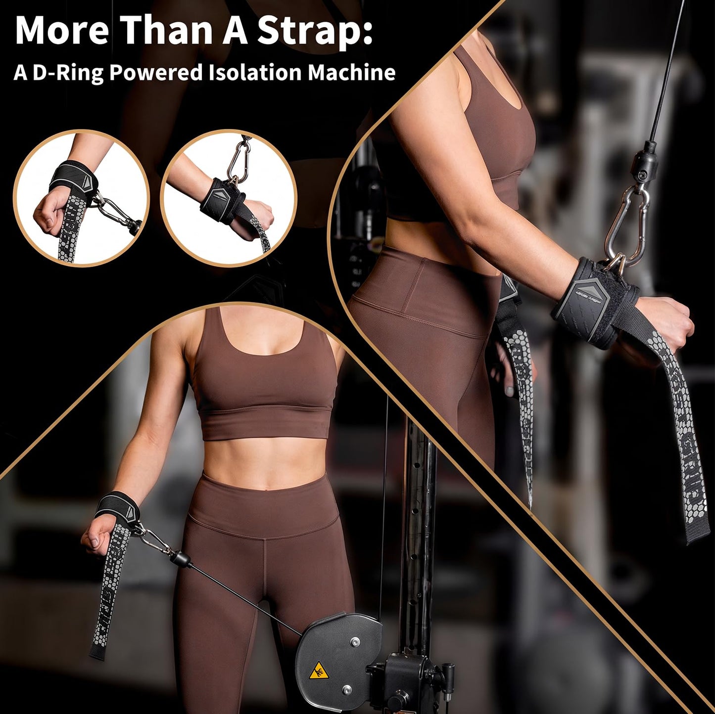 MOST GRIP Drip Glue Non-Slip Wrist Straps for Weightlifting, 2-in-1 Lifting Straps with D Rings for Cable Machine Workout, 10mm Neoprene Padded Wrist Wraps for Weight Lifting Deadlift (All Black, S (5.1-6.7Inch))