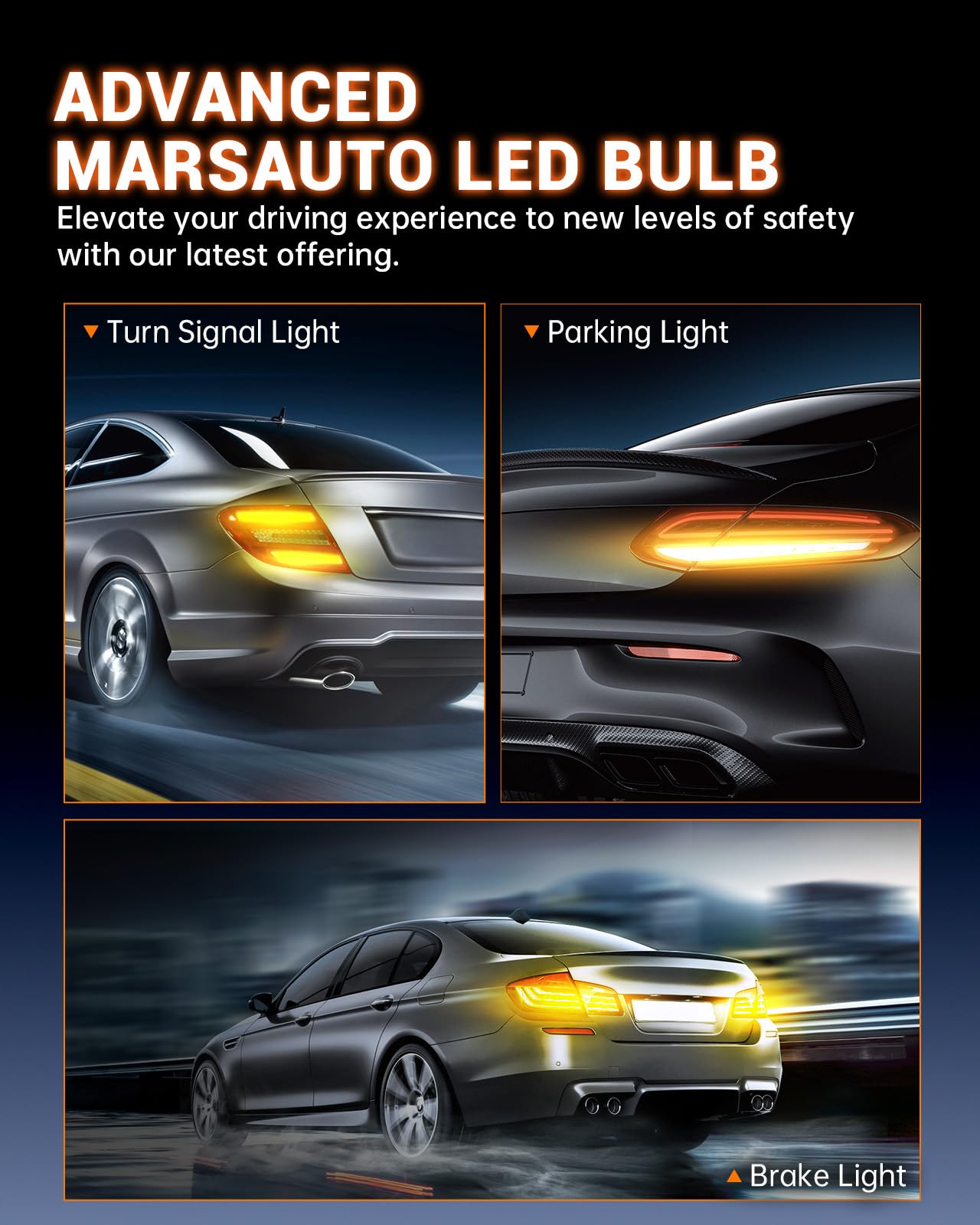 SEALIGHT 7443 LED Bulb Amber Yellow Turn Signal Light 3600LM 30W Pack of 2