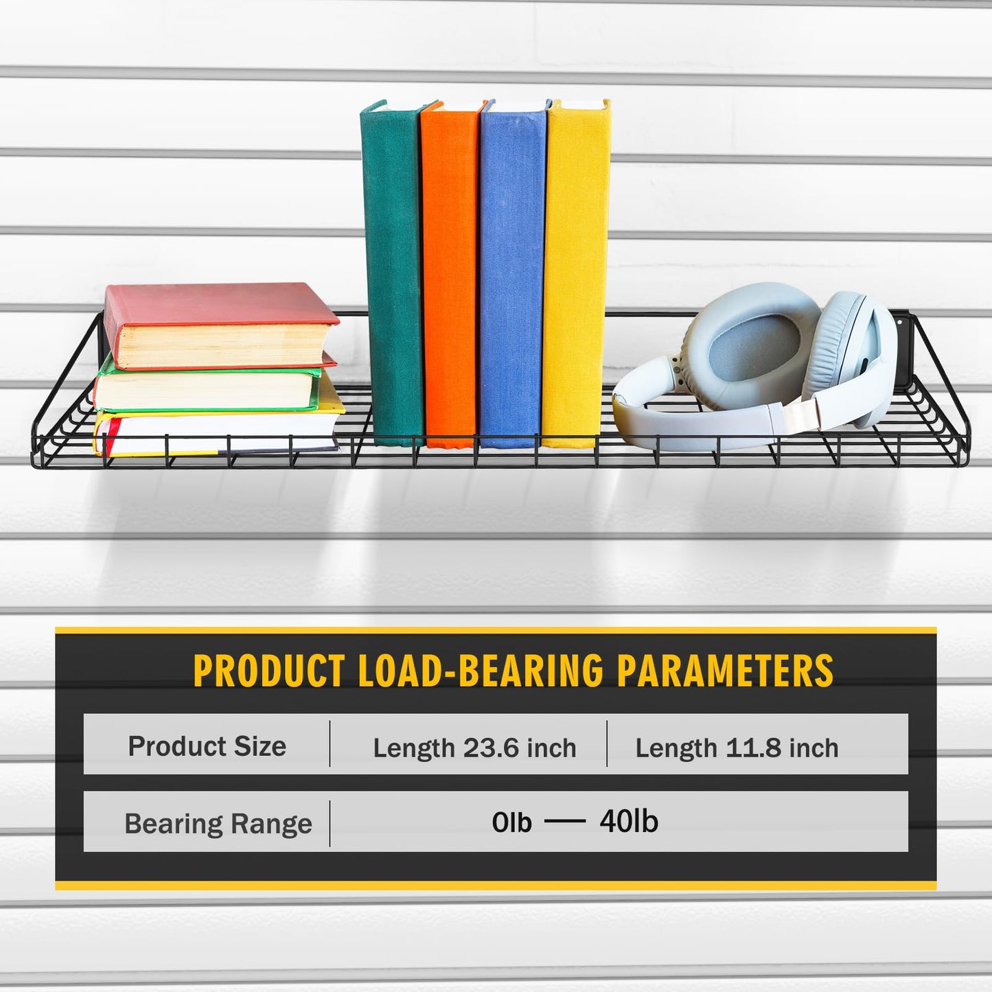 BeapTcely 4 Pcs Slatwall Wire Shelf, 24 x 12 Inch Metal Slat Wall Shelves Heavy Duty Slat Wall Shelf Organizer Slatwall Shelving Accessories for Garage, Home (4, 23.6" x 11.8")