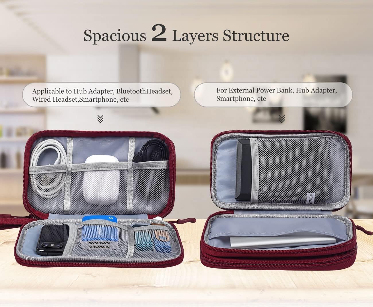 CAOODKDK Electronics Accessories Organizer Pouch Bag, Travel Universal Organizer for Cable, Charger, Phone, SD Card
