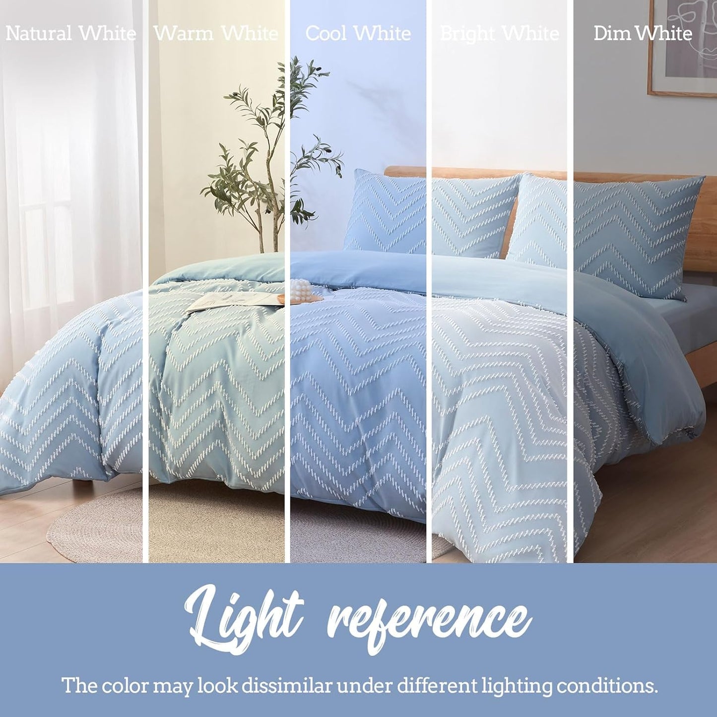 Tametra Boho Duvet Cover - Ultra Soft Tufted Queen Size Bedding | Textured Shabby Chic Design (90" x 90", Blue)