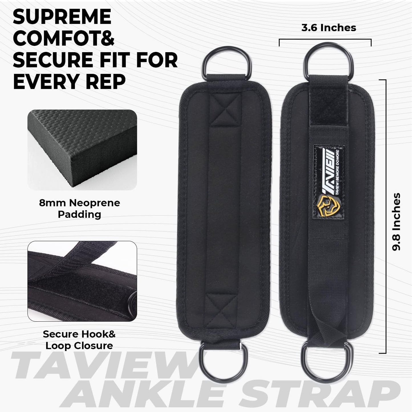 TAVIEW Ankle Straps - Cable Machine Attachment for Gym - Padded Ankle Cuffs for Glute Kickbacks and Leg Workouts