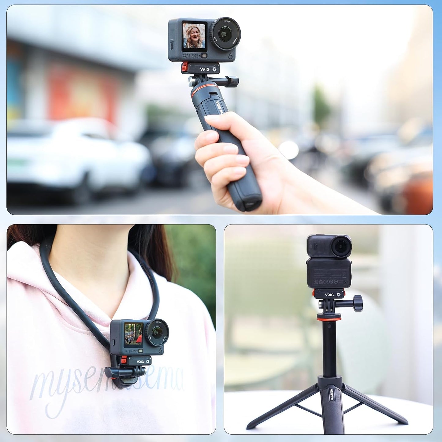 VRIG 2PCS 6 2-Prong Magnetic Quick-Release Adapter Mount for DJI Osmo Action / Osmo Nano, Dual-Direction Magnetic Base