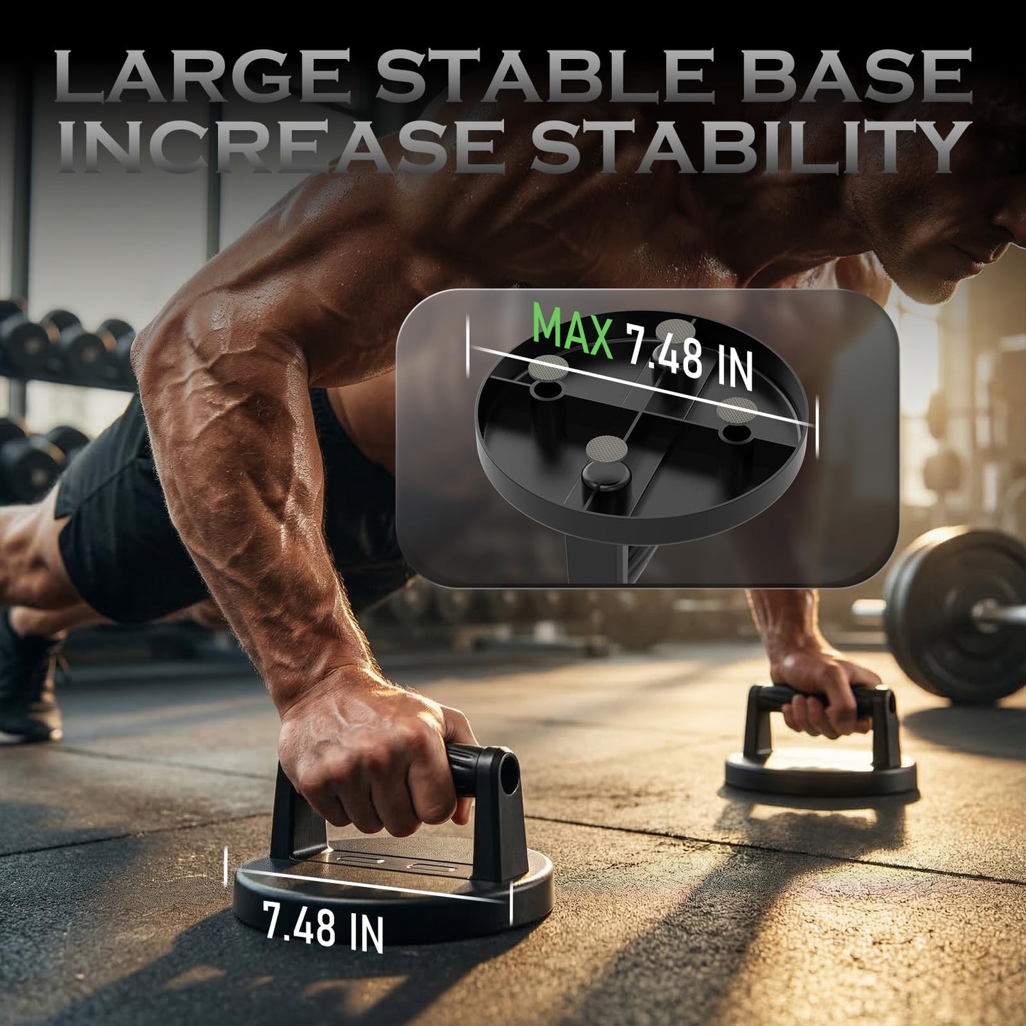 JLoibao Push Up Bars Strength Training Equipment, Ergonomic Grips, 7.48" Base for Increased Stability, Home Gym Equipment, Push Up Stands Handle for Floor Workouts ﻿