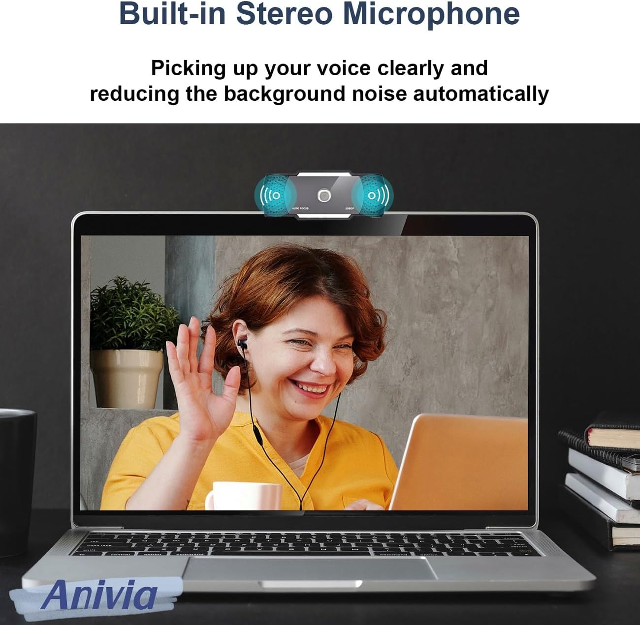 Anivia 1080P Mac/Laptop/MacBook/Tablet-1 Webcam for PC Computer Camera Built-in Noise Canceling Microphones, Low-Light