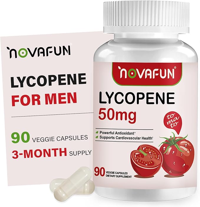 Lycopene Supplements for Men 50mg, Natural Tomato Antioxidant Supplement, 90 Veggie Capsules-Cardiovascular Health, Immune Support & Skin Health, 3 Month Supply