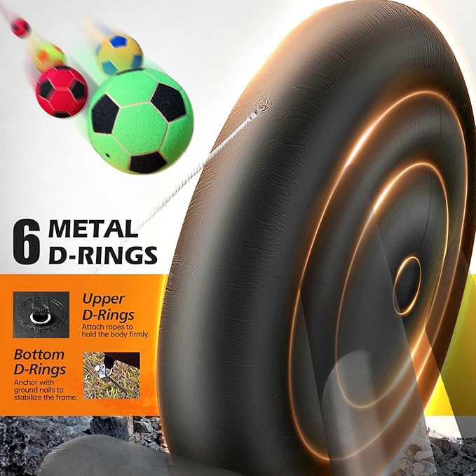 WARSUN 10Ft Giant Inflatable Soccer Darts Board Outdoor Dart Board with 8 Soccer Balls & 350W Blower for School Gym Camp Yard Sport Game(Black)