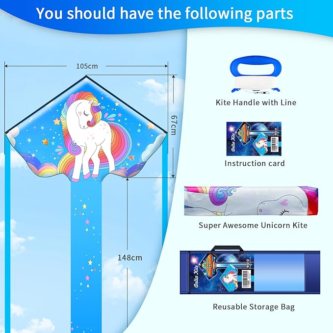 Xida Kites for Kids Ages 4-8, Large Kite for Adults, Easy to Fly Beach Kites with Handle and String,Perfect for Beginners,Beach,and Outdoor Flying Fun