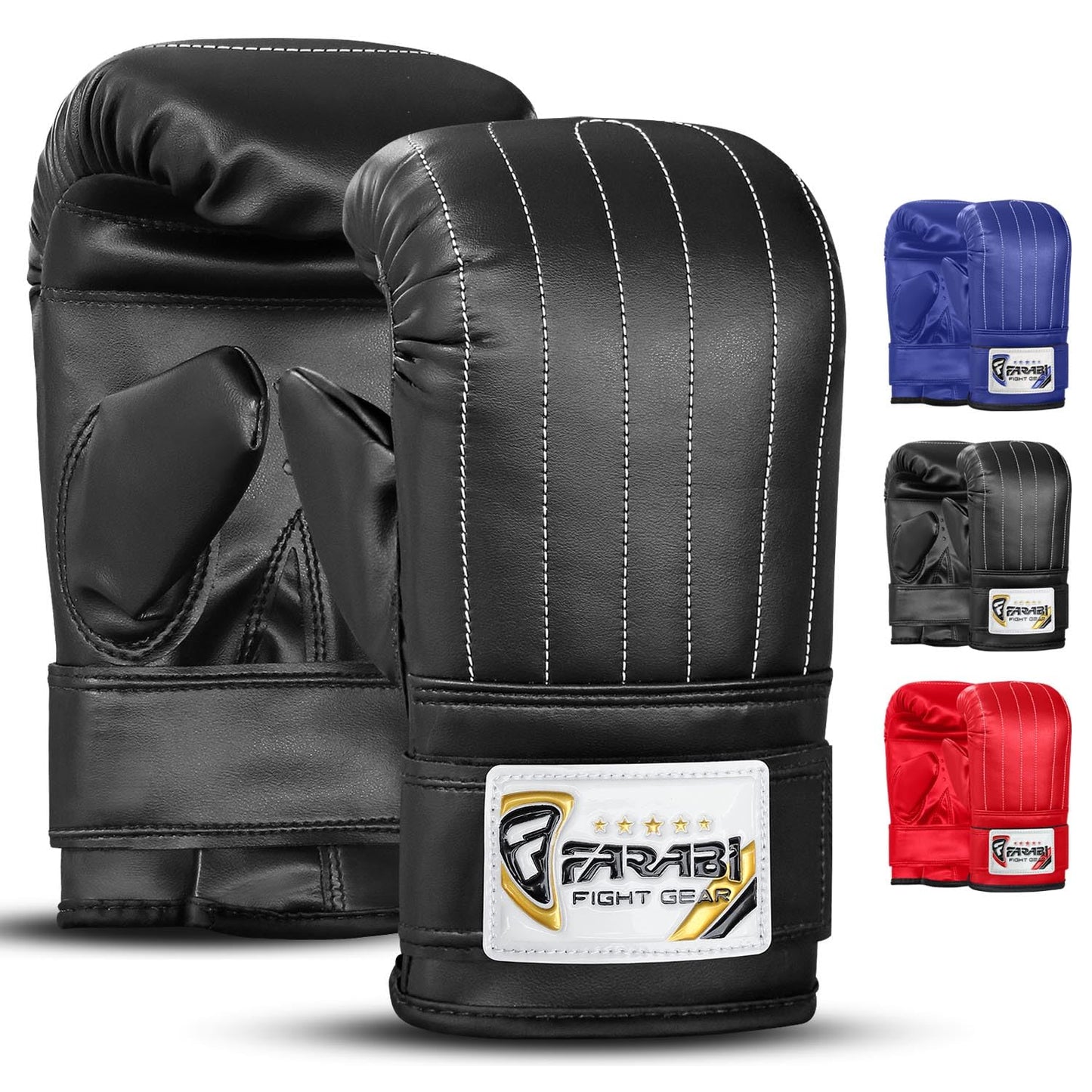 Farabi Sports Punching Bag Gloves - Heavy Bag Mitts for Men and Women - Boxing, MMA, Muay Thai, Kickboxing, Sparring, Focus Pads (Black, M)