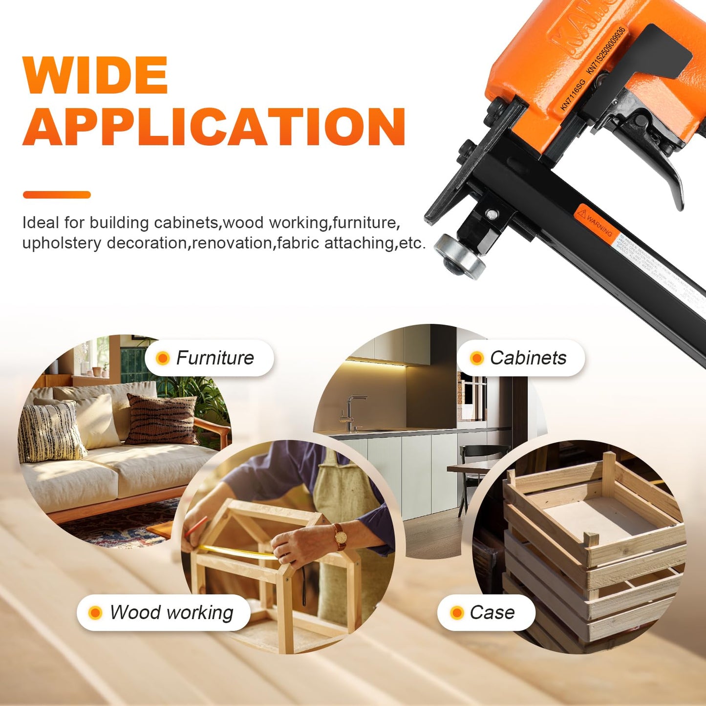 Kamsin KN7116SG 22 Gauge Pneumatic Upholstery Stapler Bundle with 10,000pcs 3/8" Crown 1/4" Leg Length KAMSIN 7106 Staples