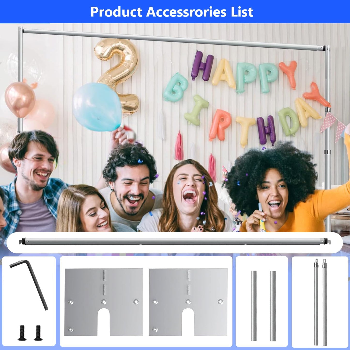 HYJ-INC Pipe and Drap Backdrop Stand Kit ,10x 10ft Heavy Duty Adjustable Frame Backdrop Stand with Flat Base,Carry bag for Event, Birthday Party, displays and Wedding Decoration