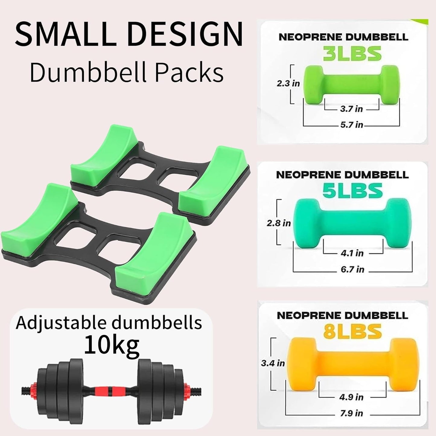 OUKENS Dumbbell Bracket Mat, 1 Pair 7.6x3.9 inches Holds up to 60kg ABS Dumbbell Storage Frame Stand Holder, Prevents Rolling & Scratches, Floor Protection Mat for Home Gym