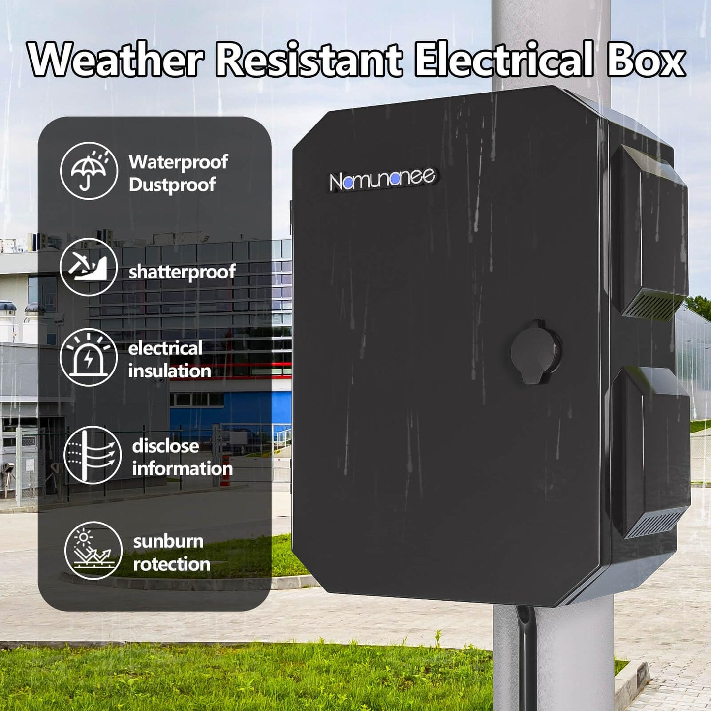 Outdoor Electrical Box, Cold-Rolled Steel Plate, Aluminum Alloy Back Beam, One-Piece Ventilation Design, IP65 Waterproof, Wall/Pole Mounted (15.7" x 12" x 8")