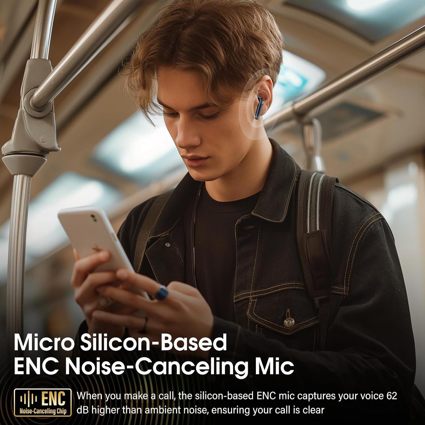 5.4 48H Mic/5 IPX7 Wireless Earbuds, Bluetooth Headphones with Multifunctional Touch Screen, Hi-Fi Stereo Ear Buds