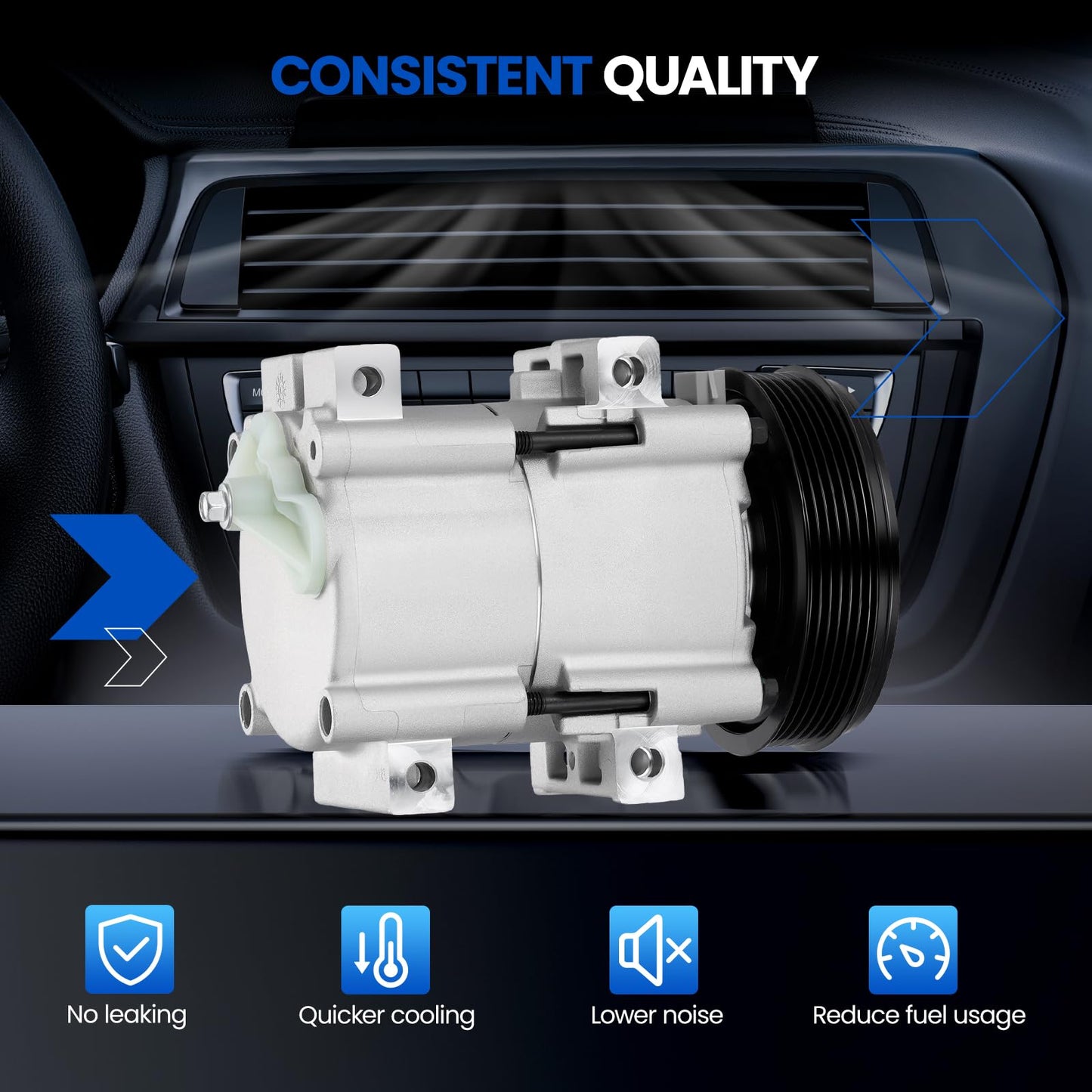 SYKRSS 58144 Air Conditioning A/C Compressor with Clutch Compatible with Mazda Tribute 2001-2004 2.0L L4 Gas