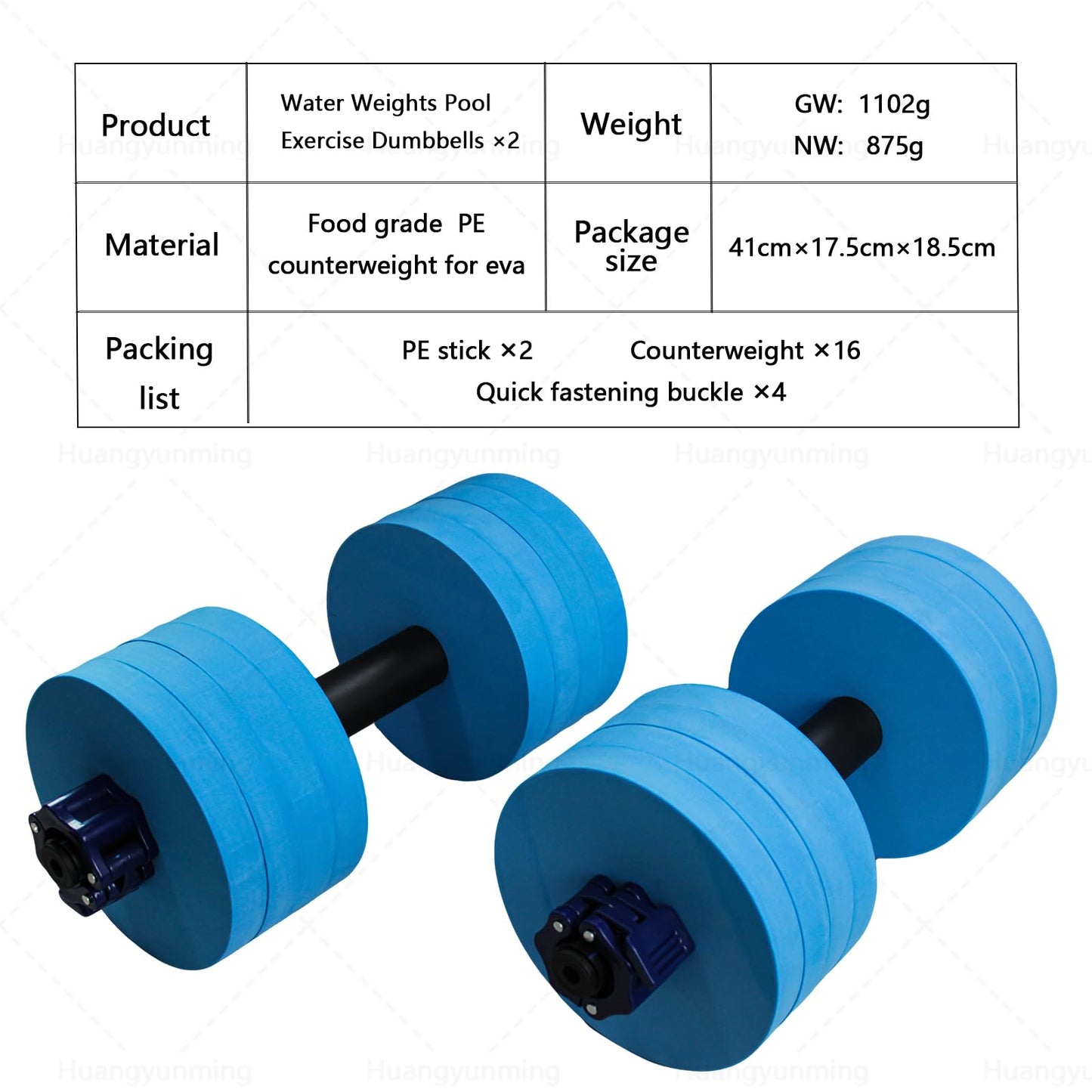 Huangyunming Aquatic Exercise Dumbbells Water Dumbbell Pool Resistance Aquatic Fitness Barbells with 16 High-Density EVA Foam Pool Weights Dumbbells, Can be quickly disassembled