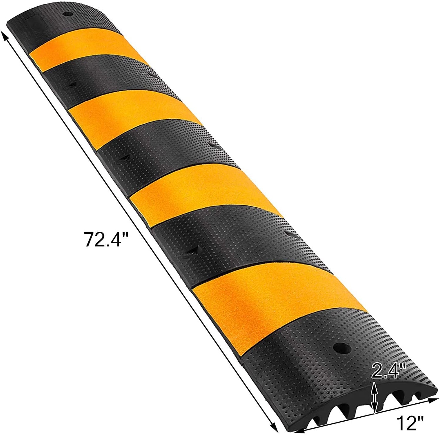 VEVOR 2PCS 6 FT Rubber Speed Bump Driveway, Heavy Duty Cable Floor Cord Protector Cover Ramp,2-Channel Speed Bumps for Road Garage Gravel Roads Asphalt Concrete, 72.4 x 12 x 2.4 Inch