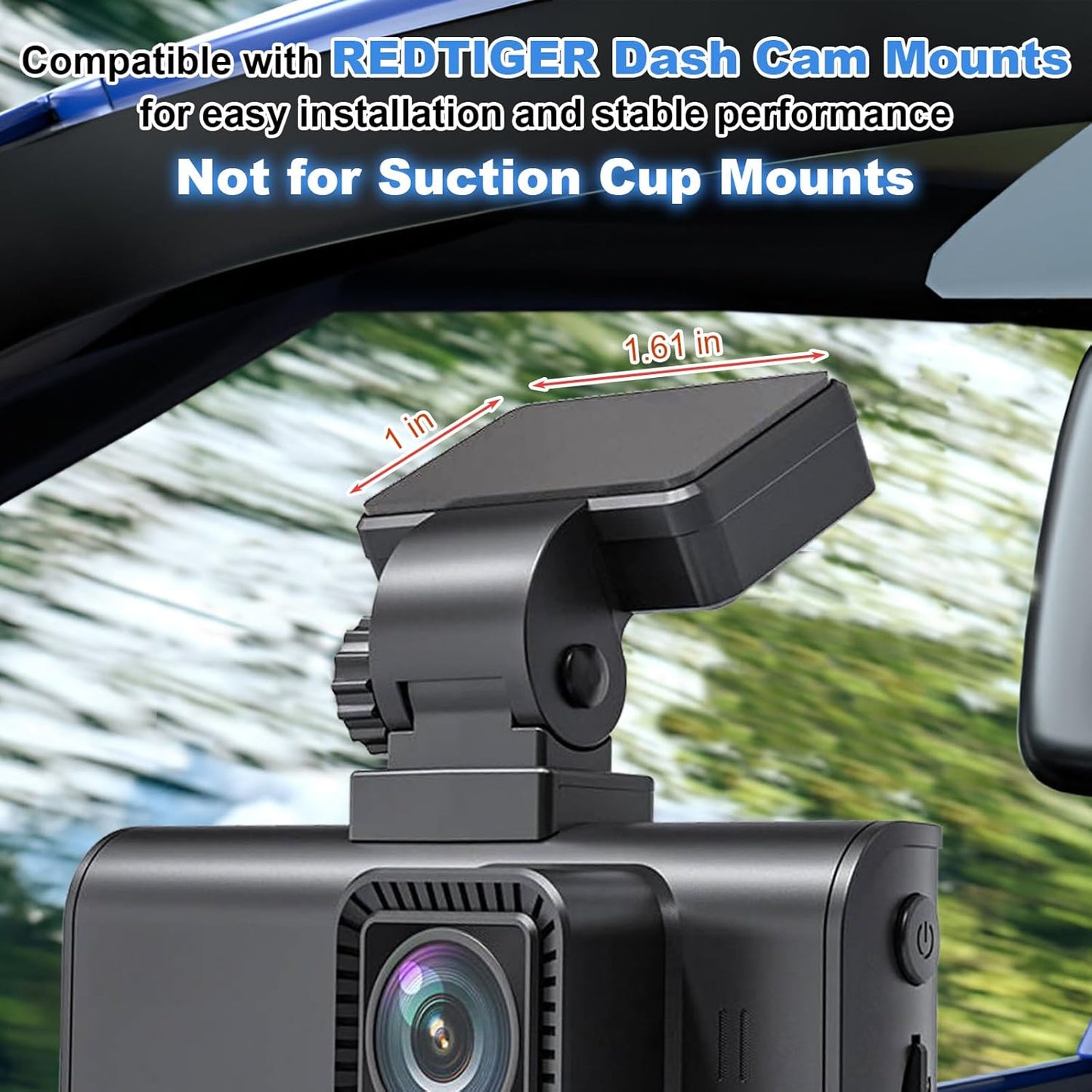Yanfini 4-Pack (1.61 1 Heavy-Duty Adhesive Pads, Compatible with REDTIGER Dash Cam Mounts, Secure Windshield Bond