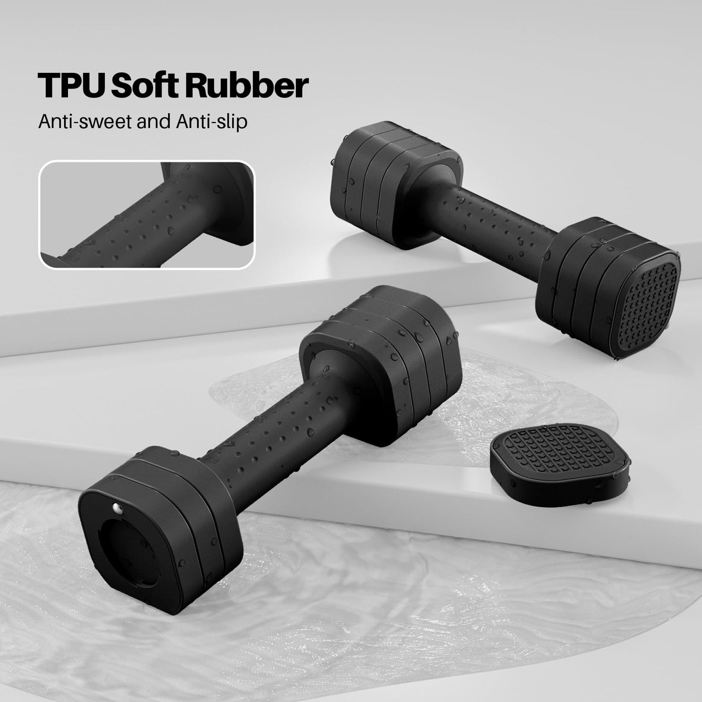 Zempox Adjustable Dumbbell Set, 4 in 1 Free Weight Dumbbell Set for Women, Hand Weight for Women at Home, Each 2lb 3lb 4lb 5lb with TPU Soft Rubber Handle for Home Gym Aquatic Fitness Equipment,Black
