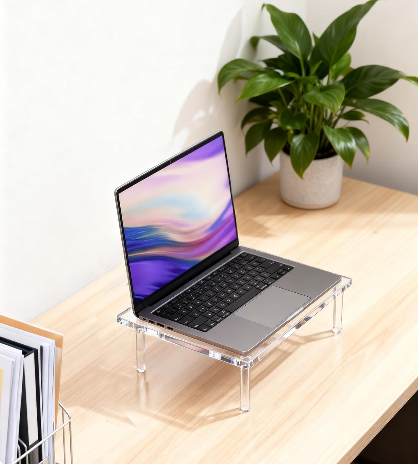 10mm 14.5'' 9'' 3.4'' (1 Jusalpha Acrylic Monitor Stand - Thickness Clear Platform - x x Desktop/ Laptop/ Monitor Riser