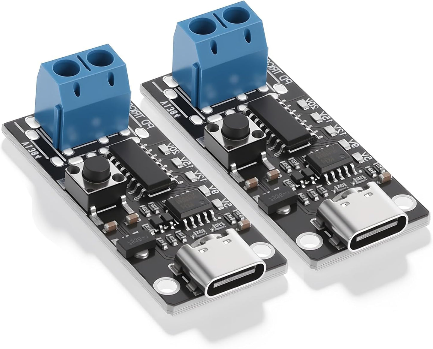 Qulkws 2 Pack 100W 5A 5V 9V 12V 15V 20V 5A USB-C Fast Charge PD QC DC Adjustable Voltage Power Module USB-C Decoy Board