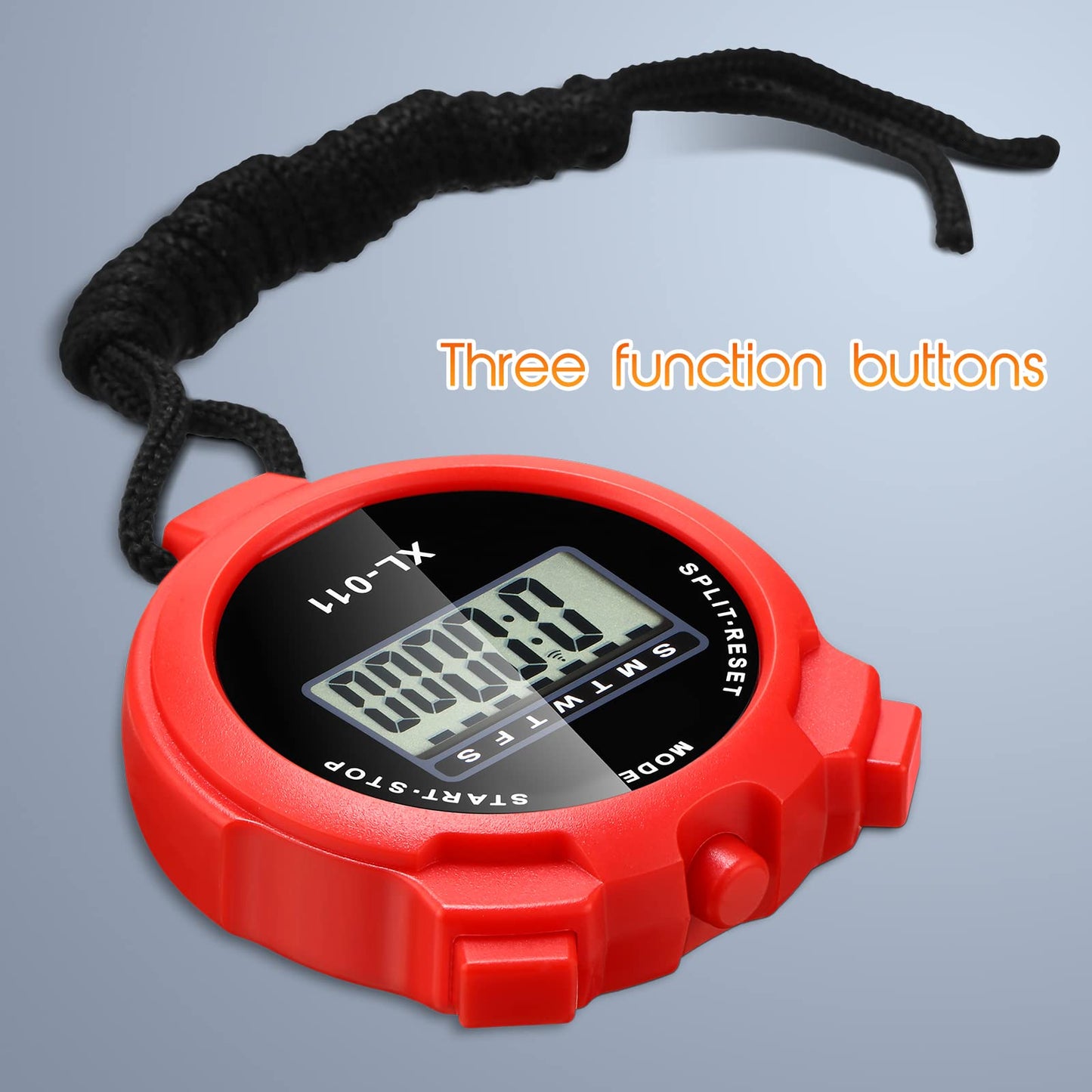 TOODOO 12 Pack Multi Function Digital Stopwatch Timer Bulk Sports Stopwatch with Lanyard Plastic Display Waterproof Date Time Alarm Timer for Coaches Fitness Referees(Black Blue Red Orange)