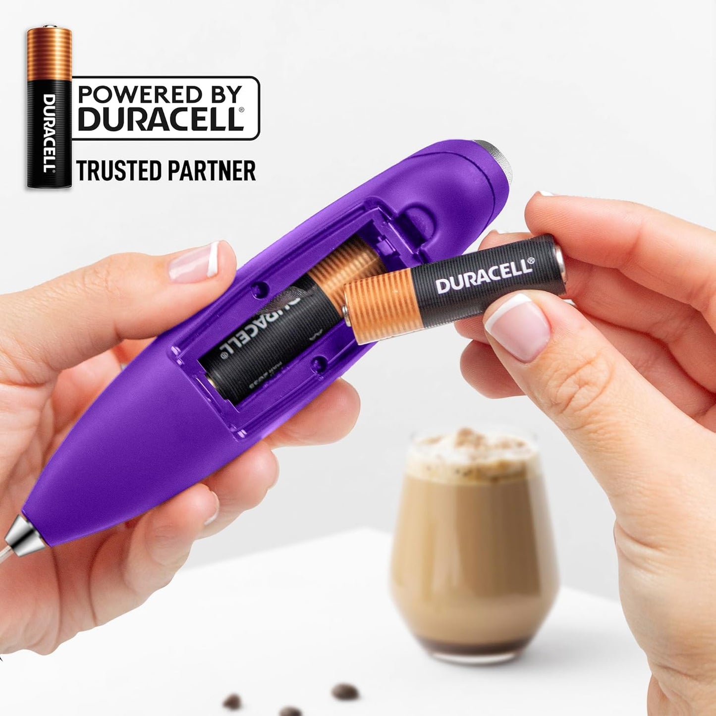 Zulay Kitchen Whisk Milk Frother - Powerful Handheld Foam Maker for Coffee, Lattes & More | Includes 4 Duracell Batteries