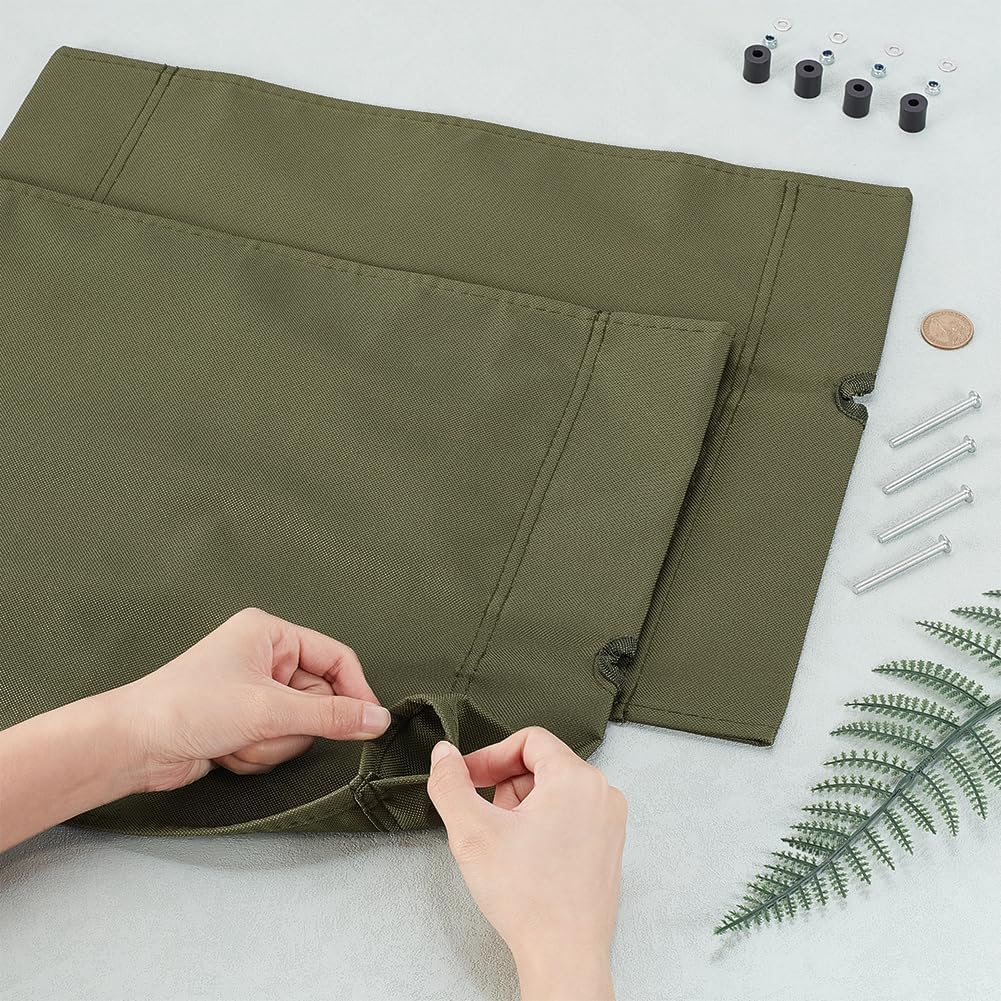 OLYCRAFT 2Pcs Camp Chair Replacement Fabric 18.7x14.6 Inch Oxford Cloth Outdoor Folding Chair Seat Replacements Dark Olive Green Waterproof Camping Chairs Cover for Garden Outdoors Camping