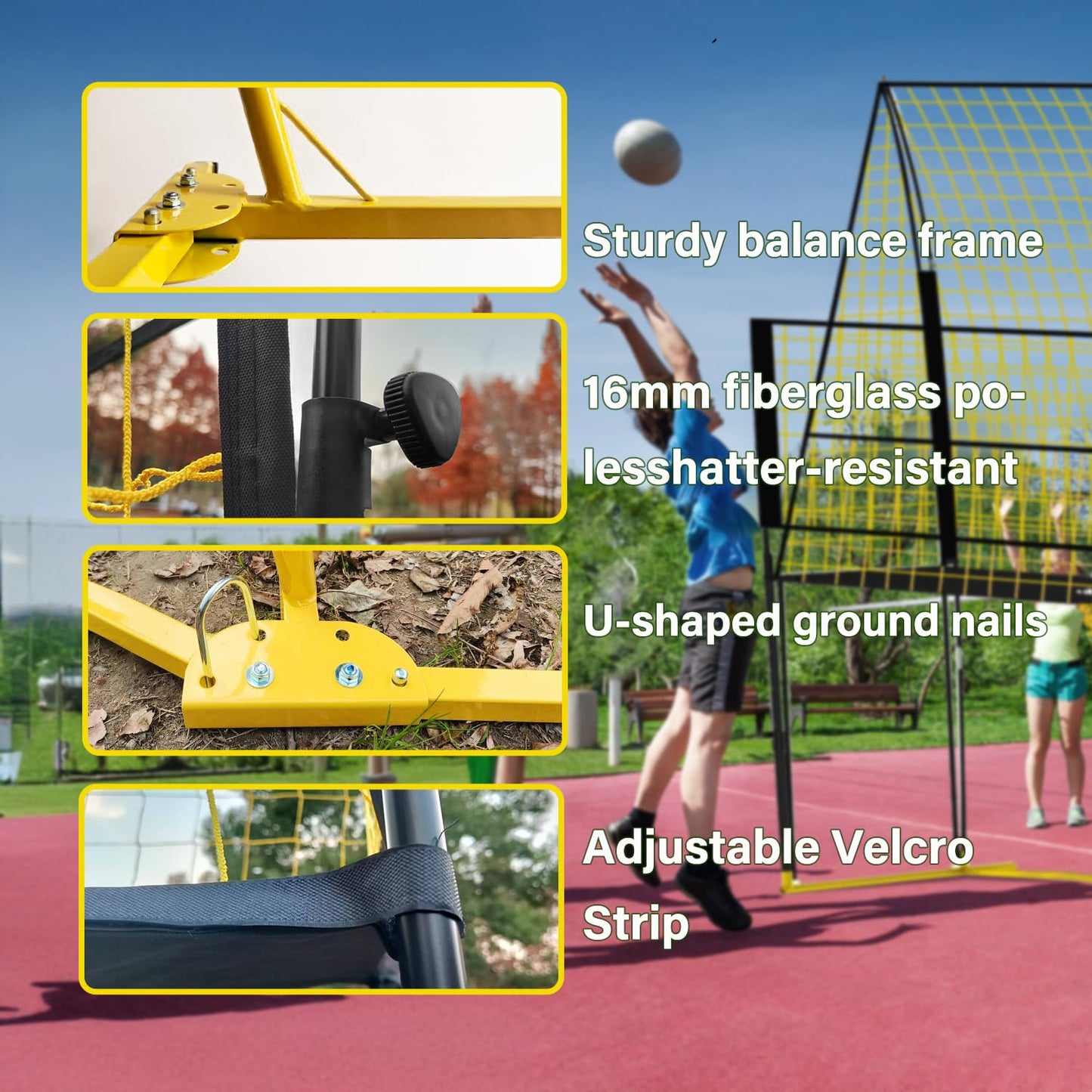 foootcu Volleyball Training Net Equipment System，Volleyball Practice Net of Adjustable Height, Good Stability, Easy Assembly & Storage, Indoor and Outdoor Use