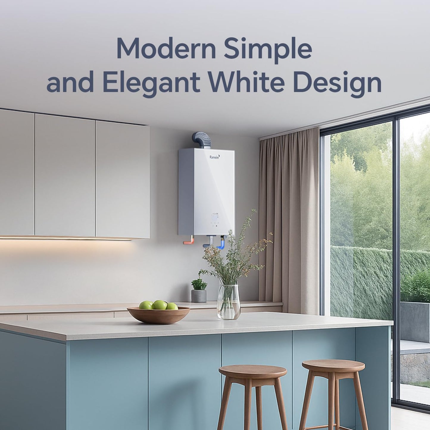 GEN II Ranein Propane Gas Tankless Water Heater, 4.76 GPM, 116,000 BTU Glass Panel Design Indoor On Demand Instant Hot Water Heater with LED Temperature Control Panel