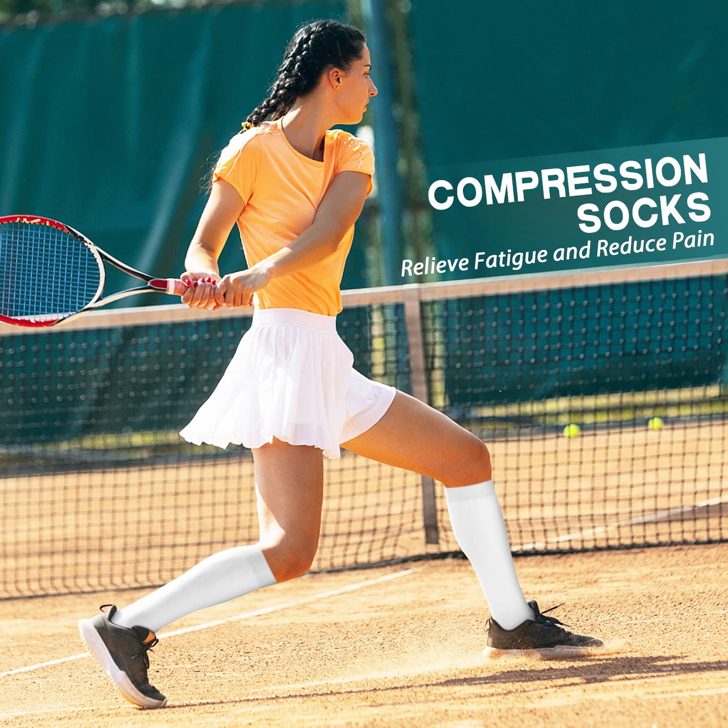 Compression Socks for Women & Men Circulation (3 Pairs) - Best Support for Athletic Running Travel Hiking Nurse Gifts, 15-20 mmHg Knee High Stockings Medical Long White Socks, S-M