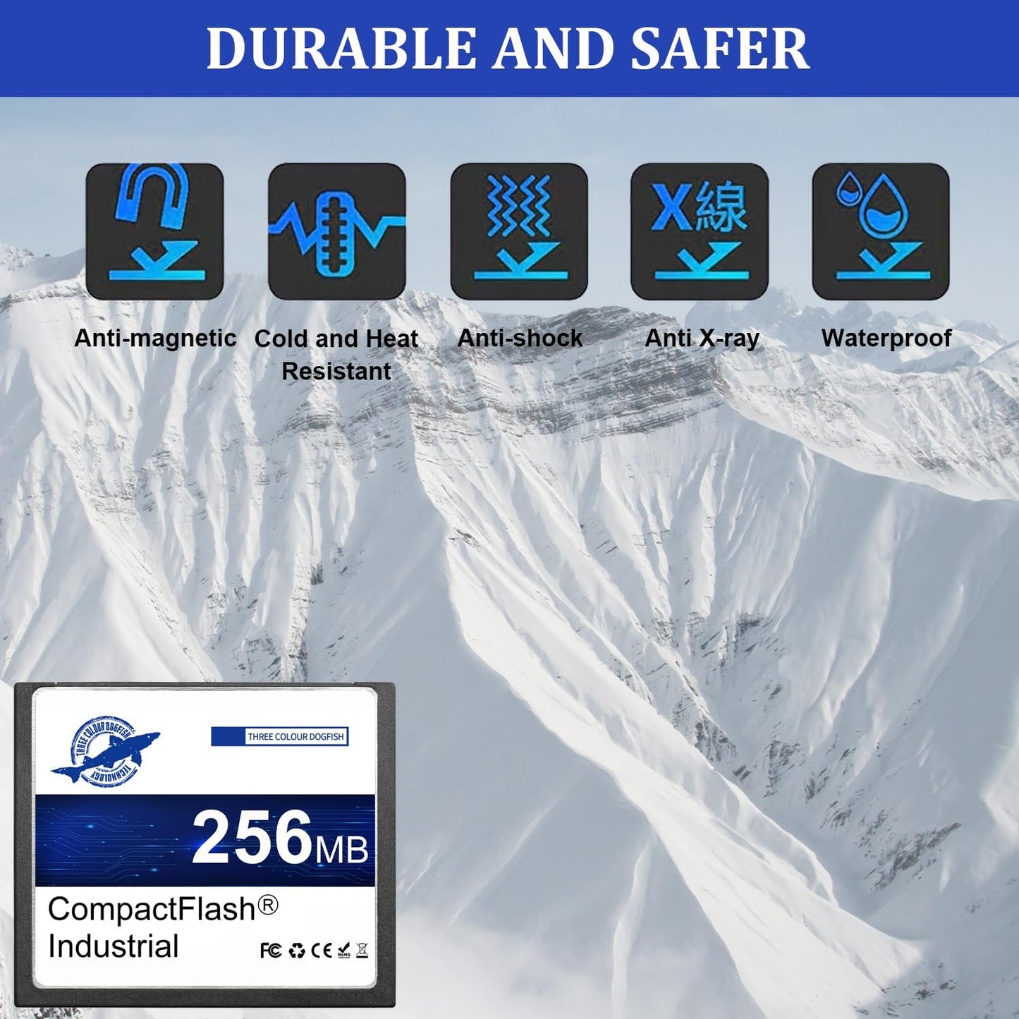 THREE COLOUR DOGFISH 256MB FAT16 Dogfish Compact Flash Memory Card High Performance Industrial CF Type I Card