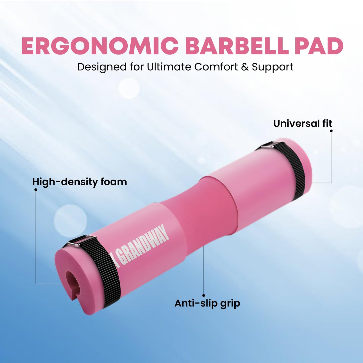 Advanced Squat Pad - Barbell Pad for Hip Thrusts, Squats & Lunges - Neck & Shoulder Squat Bar Pad Cushion Support Foam for Extra ComfortPremium Squat Pad (Pink)