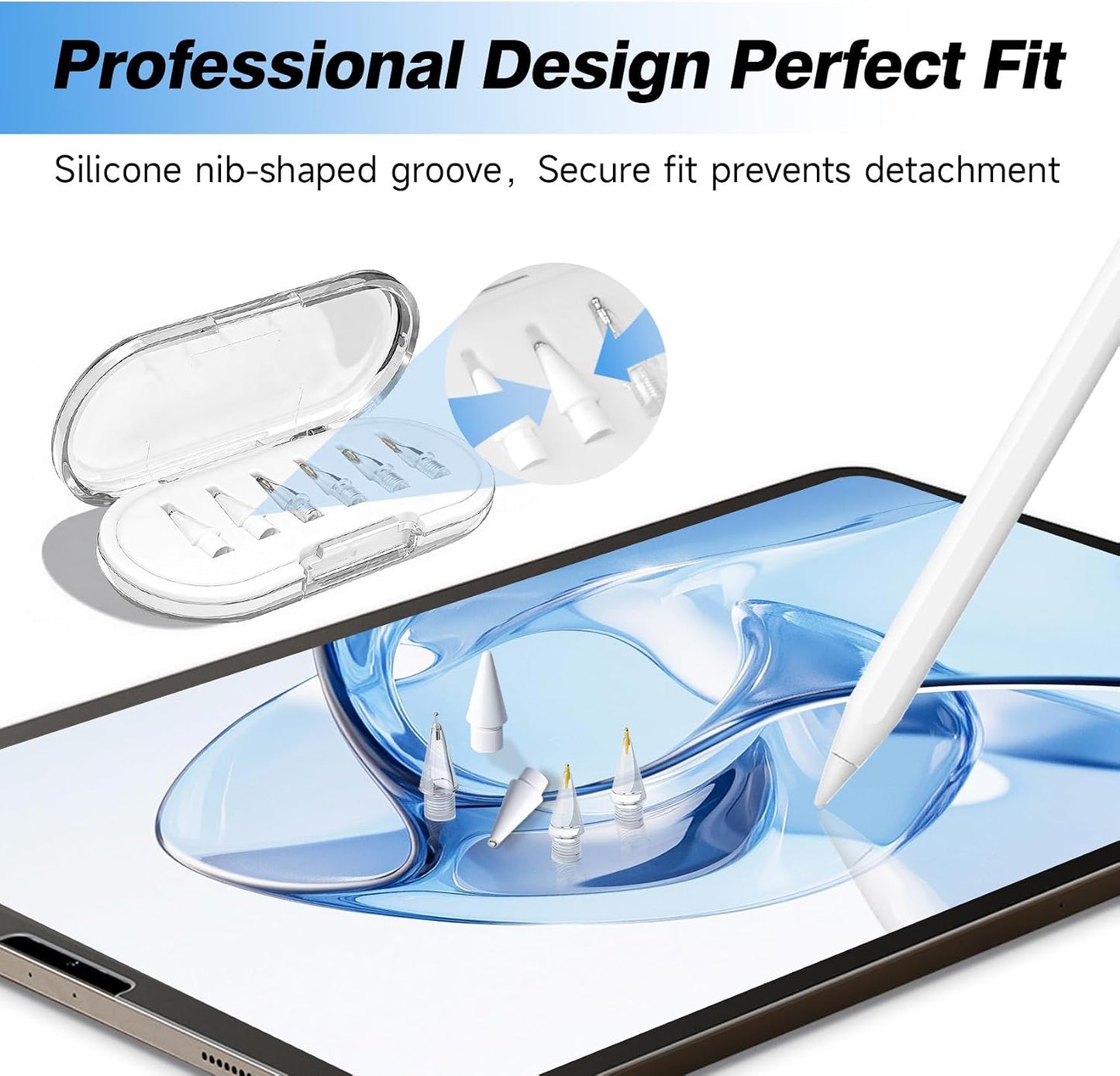 BCAVME Pro/1st Gen/2nd Set Upgraded Replacement Tips for Apple Pencil Gen/USB-C with Storage Case, wear-Resistant Mix