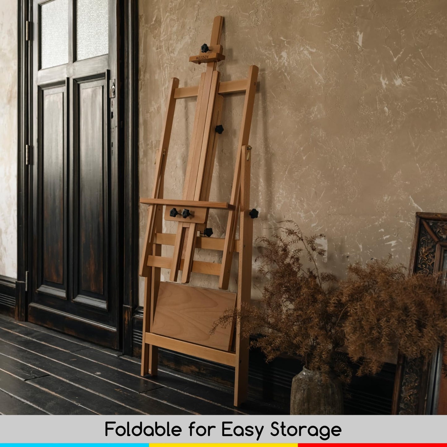 MEEDEN Large Studio Artist Easel, Adjustable Studio Painting Easel, Solid Beechwood H Frame Easel, Display Art Easel for Watercolor, Acrylic, Oil Painting, Adjusts to Max 88", Hold Canvas Up to 59"