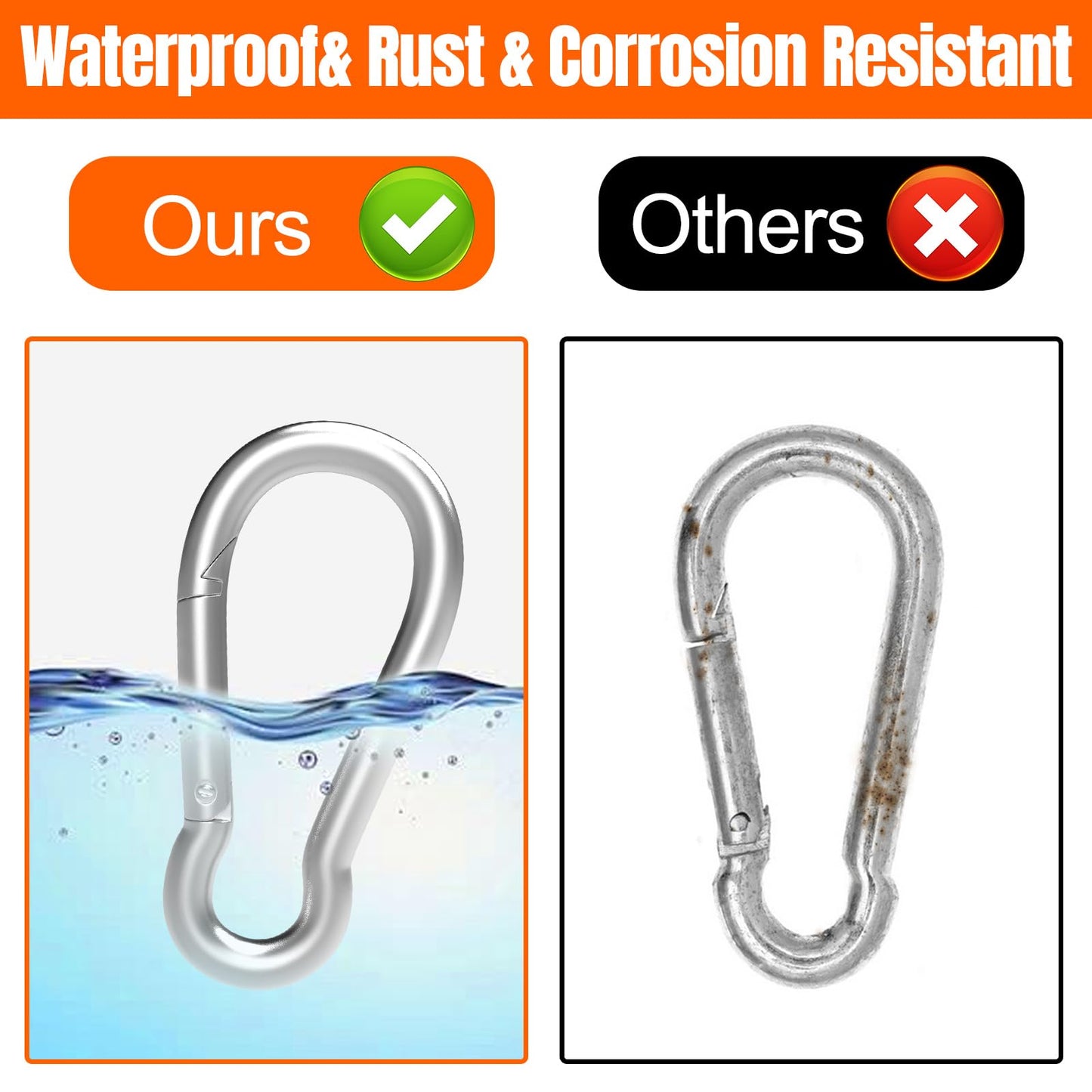 Carabiner 3.12 Inch Spring Snap Hook, 16pcs M8 5/16 Inch Spring Snap Hook Quick Link for Camping Hiking, 500LBS Holding Capacity Heavy Duty Steel Carabiner Clip Buckle for Hammock Swing Fitness