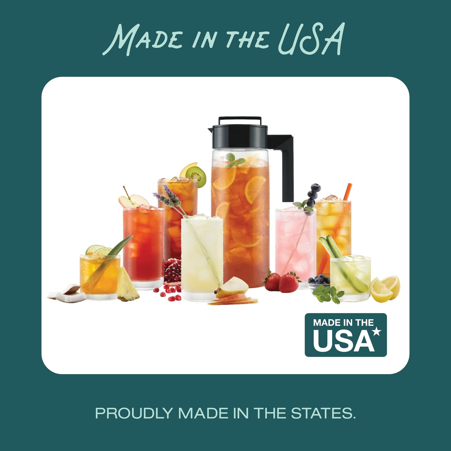 Takeya Airtight Pitcher - Durable BPA-Free Eastman Tritan Odor/Stain-Resistant Leakproof Lid for Iced Tea/Water Easy-Grip Silicone Handle Spill-Free Spout Fridge-Friendly Made in USA 2 Quart/Avocado