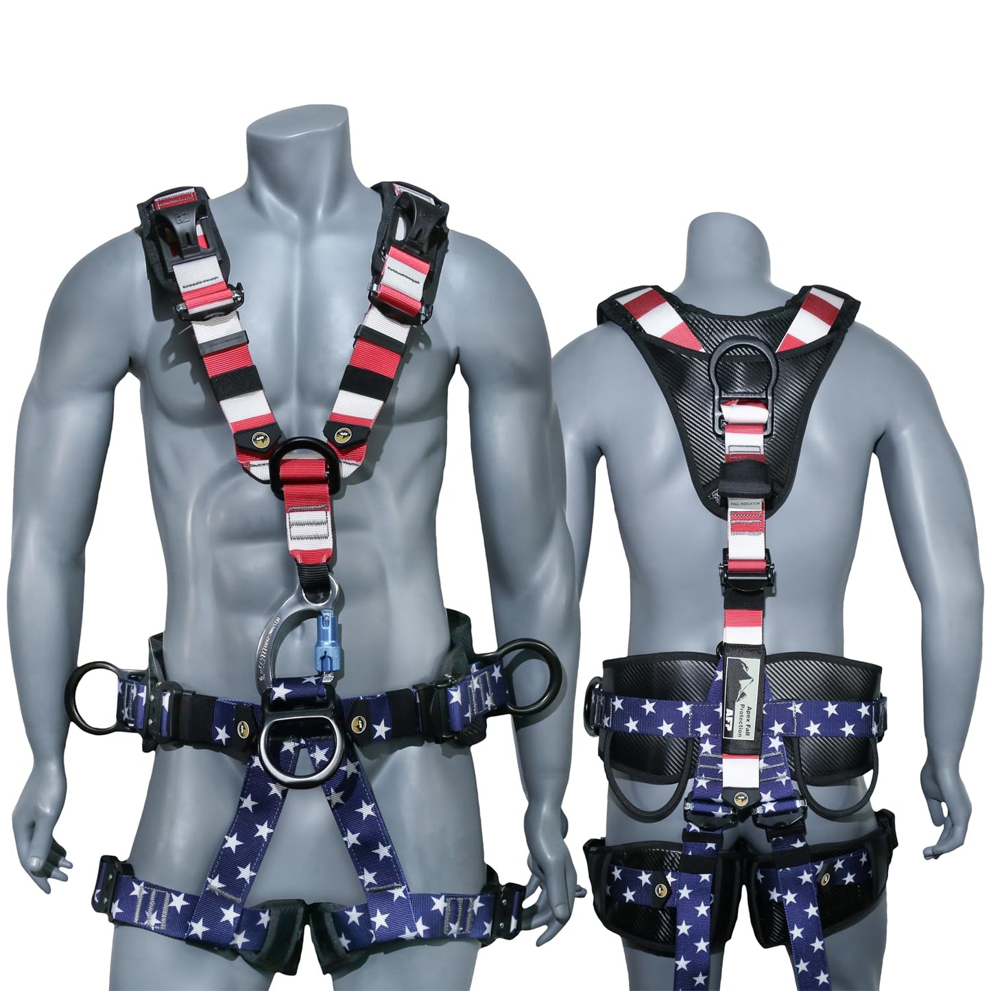AFP Fall Protection Premium Full Body Safety Harness | Padded Shoulder, Legs and Back | Thick Back Support Belt | Aluminum Quick Release Connect Buckles | OSHA/ANSI Rated PPE