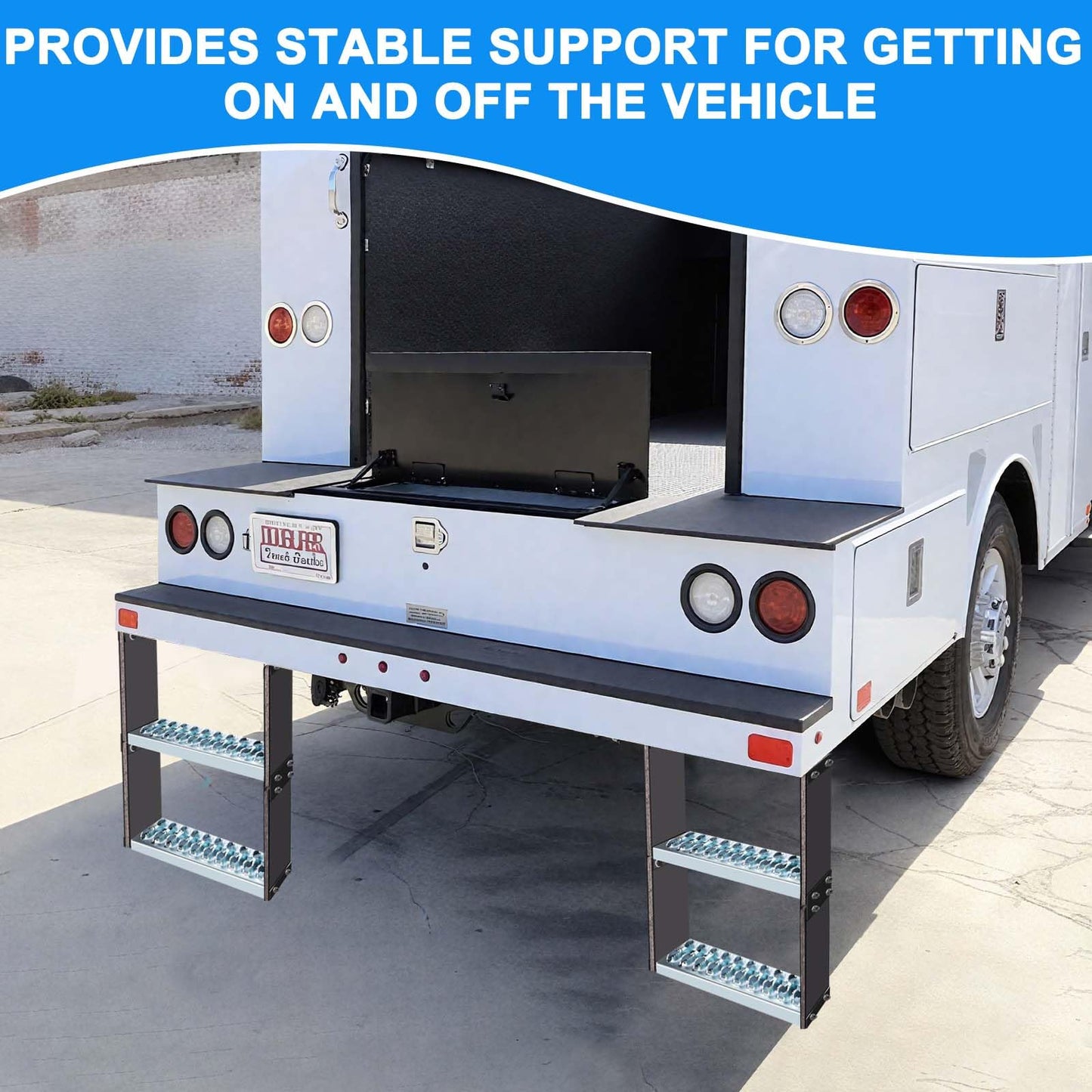 Universal Dual-Step Flexible Rubber Truck Step, Steps for Trucks to Mitigate Off-Road Impact, Hot Dipped Galvanized Steel Semi Trailer Cable Step, 660 lbs Load Capacity with 22.5” x 14” x 4.9” Inches
