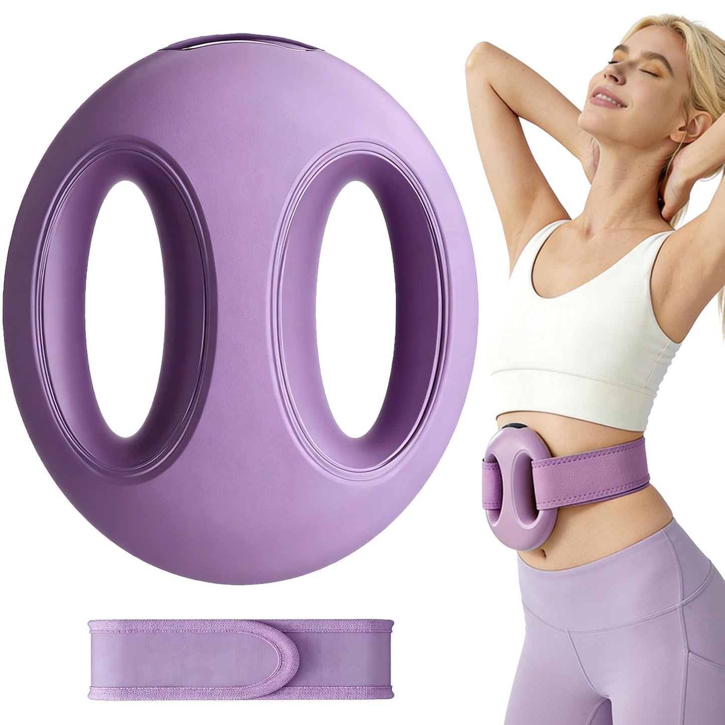 YLZELSKY Full-Body Fascia Ring Massager with Belt Deep Tissue Vibration Massage Tool 3 Modes & 6 Intensities, Portable Cordless Massager for Weight Loss & Lymphatic Drainage, Gift for Women (Purple)